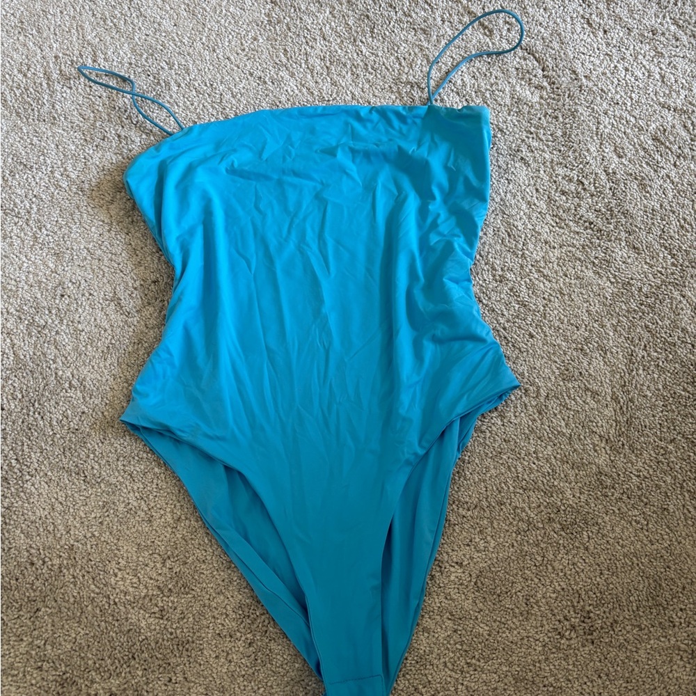 Blue Bodysuit with Scoop Neckline and Classic Fit